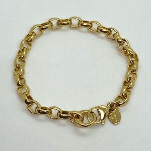 Origami Owl Gold Tone Rolo Link Dangle Chain Charm Bracelet | 7” L